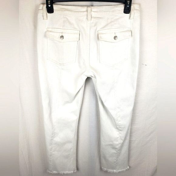 We The Free Winter White Fringed Hem Straight leg Jeans Sz 30 - Picture 5 of 15